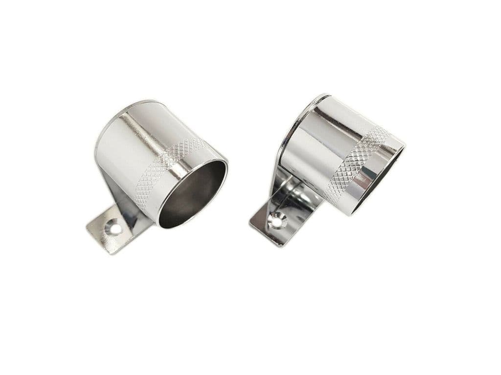 2 Chrome Cranked Curtain Rod Recess Brackets 25mm Pole Support Brackets